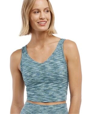 Marika Teal Space-Dye V-Neck Cropped Tank